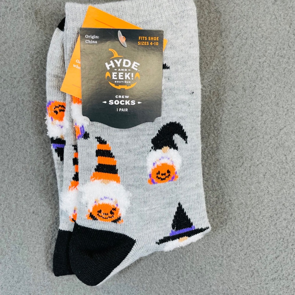 Hyde and‎ Eek Boutique Halloween Gnome Crew Socks Fits Shoe Sizes 4-10